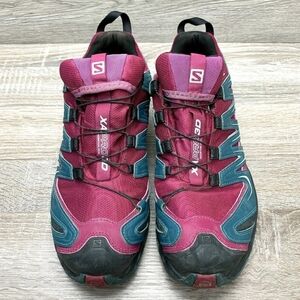 Salomon Women's XA Pro 3D Trail Shoes - Burgundy with Teal Accents